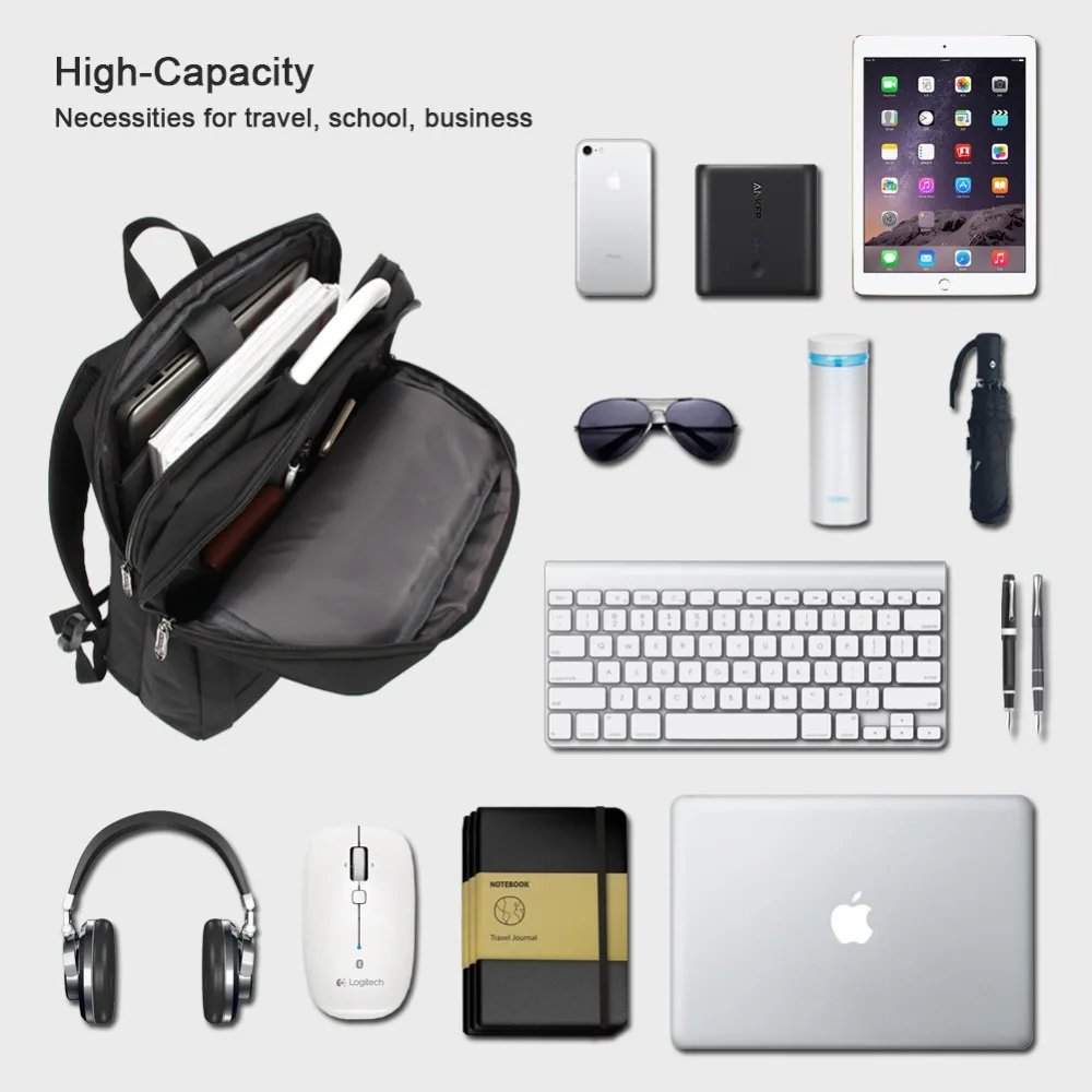 Modoker рюкзак для ноутбука с usb портом зарядки деловая дорожная сумка 15