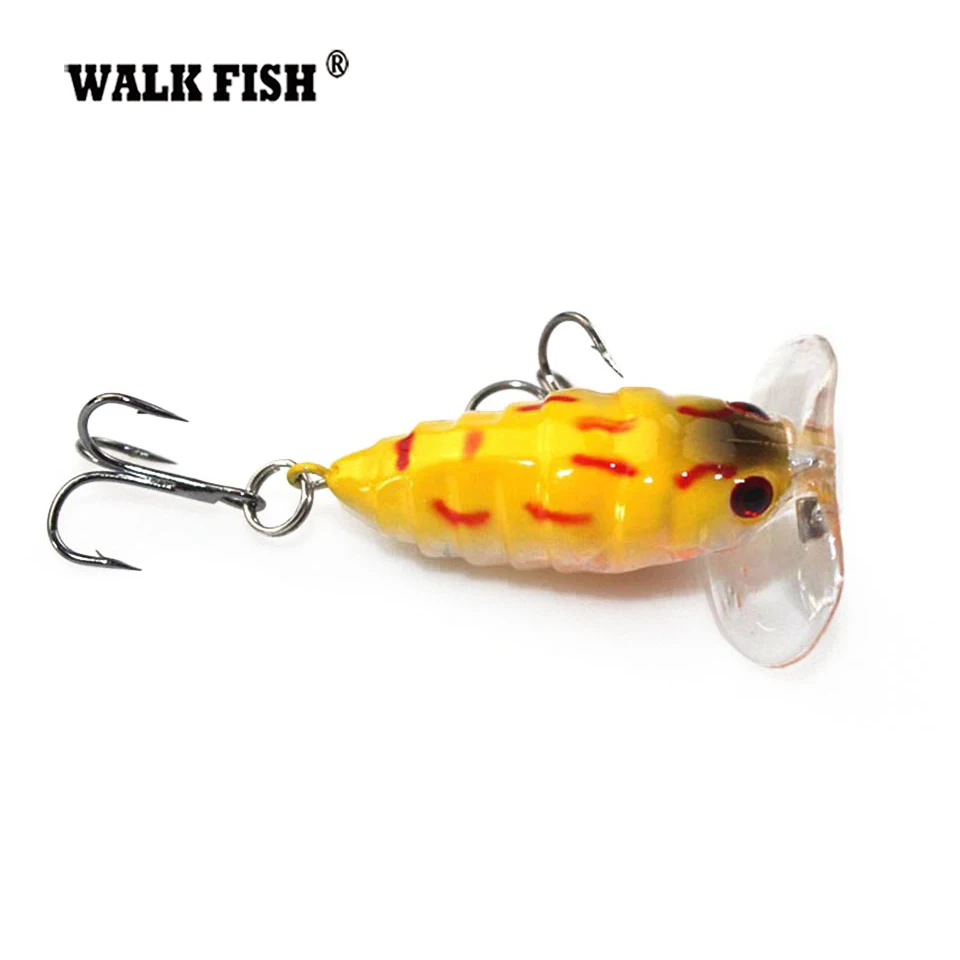 Walk Fish, 1 шт., 4 см, 4,2 г, Cicada, Поппер для рыбалки, блесна, Япония, Topwater, 3D глаза, жесткая плавающая приманка, крючок, снасть, Реалистичная, воблер, приманка для рыбы