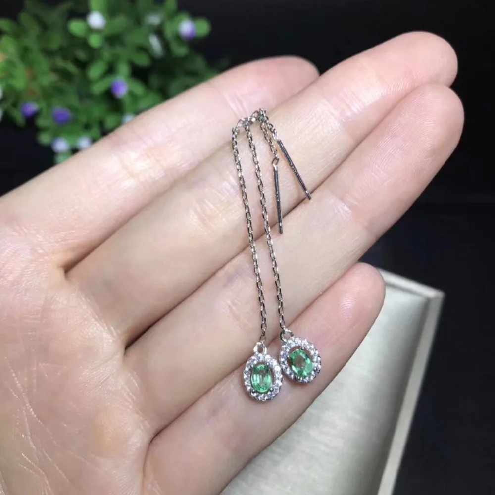 Серьги с натуральным изумрудом, колумбийские изумруды, профессиональный магазин с натуральным драгоценным камнем, серебро 925 пробы