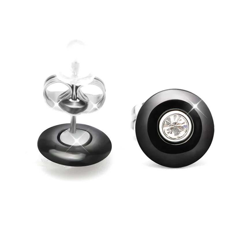 New Fashion Ceramic Jewelry Sets Big Crystal Carat Ring &amp Earrings for Women Black White Wedding Engagement |