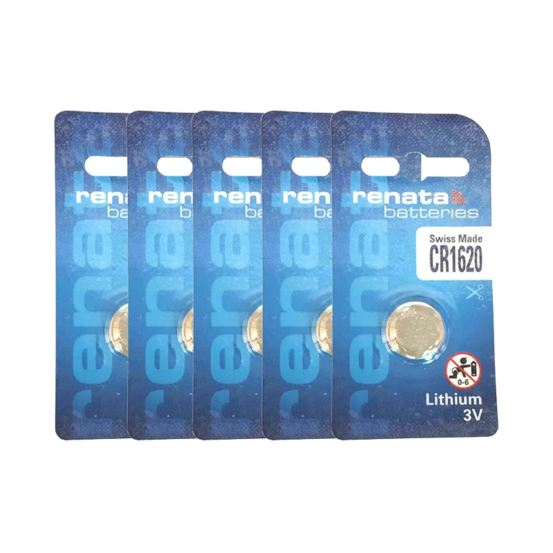 

5pcs Renata CR1620 3V Lithium Battery Remote Control Car Scales Button Batteries