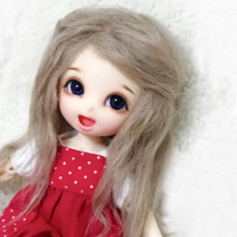 [Wamami] бежевые длинные кудри из шерсти/волосы 1/8 Pukifee Ae лати BJD Dollfie 14 см