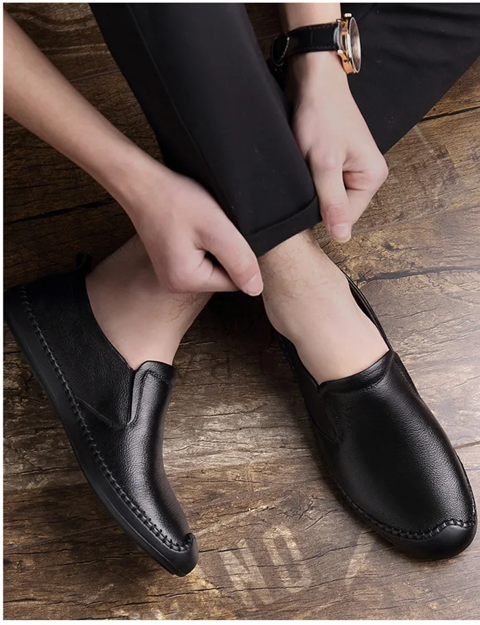 IPCCM Autumn New Fashion Breathable Leather Handmade Men's Casual Soft Bottom Comfortable Slip Light And | Обувь
