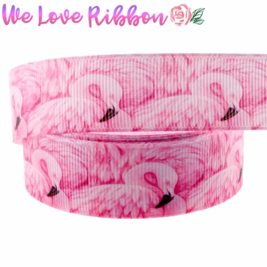 7/8 &quot22 мм розовый Фламинго печатные Grosgrain ленты милые животные волосы Bowknots делая