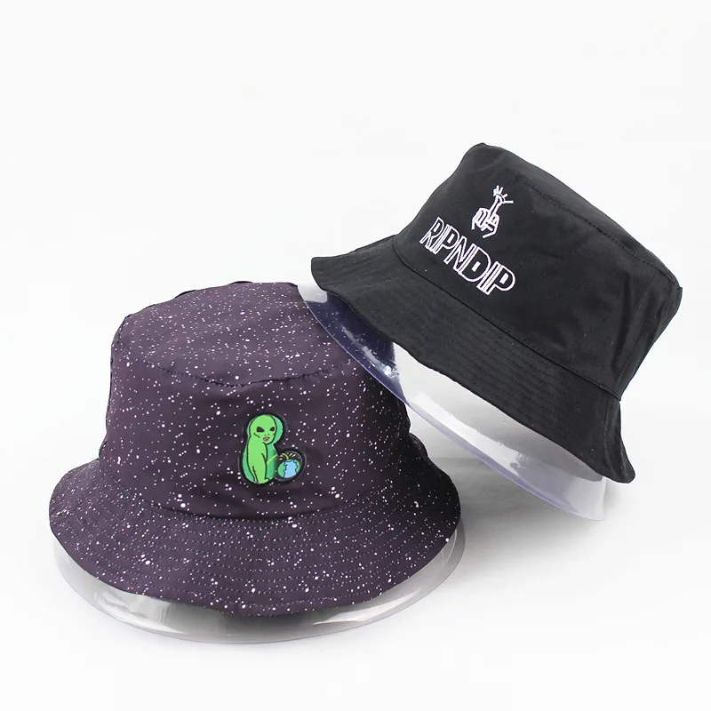 Black Print Pattern Bucket Hat For Women Men Couple Spring Summer Fisherman Hats Caps Sunscreen Hip Hop Cap |