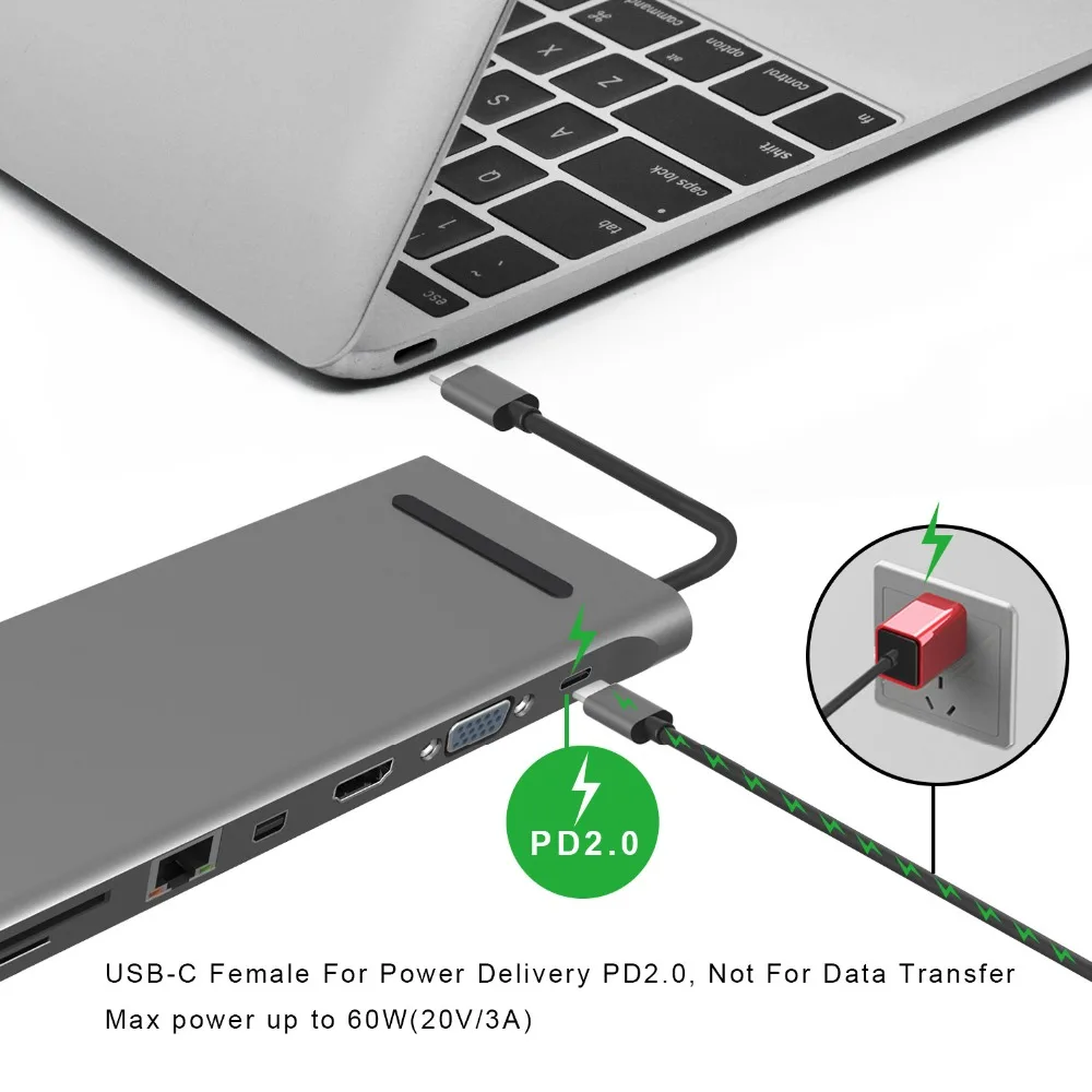 USB C док-станция для MacBook Pro адаптер HDMI/VGA/Mini DP/SD/RJ45/USB/USB-C PD зарядный порт Chromebook Pixel и