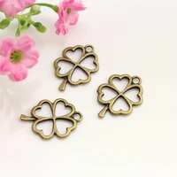 100pcs clover antique silver or bronze lovely zinc alloy pendant charm drops for diy 24x17mm lucky clover 4 leaves lover