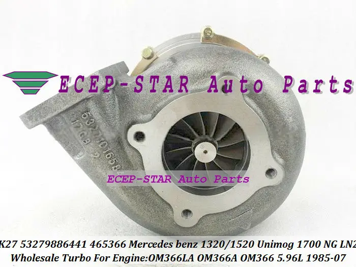 Турбокомпрессор K27 53279886441 53279706441 465366 1320 для Mercedes Benz Truck 1520 NG LN2 Unimog 1700 85 07 OM366LA