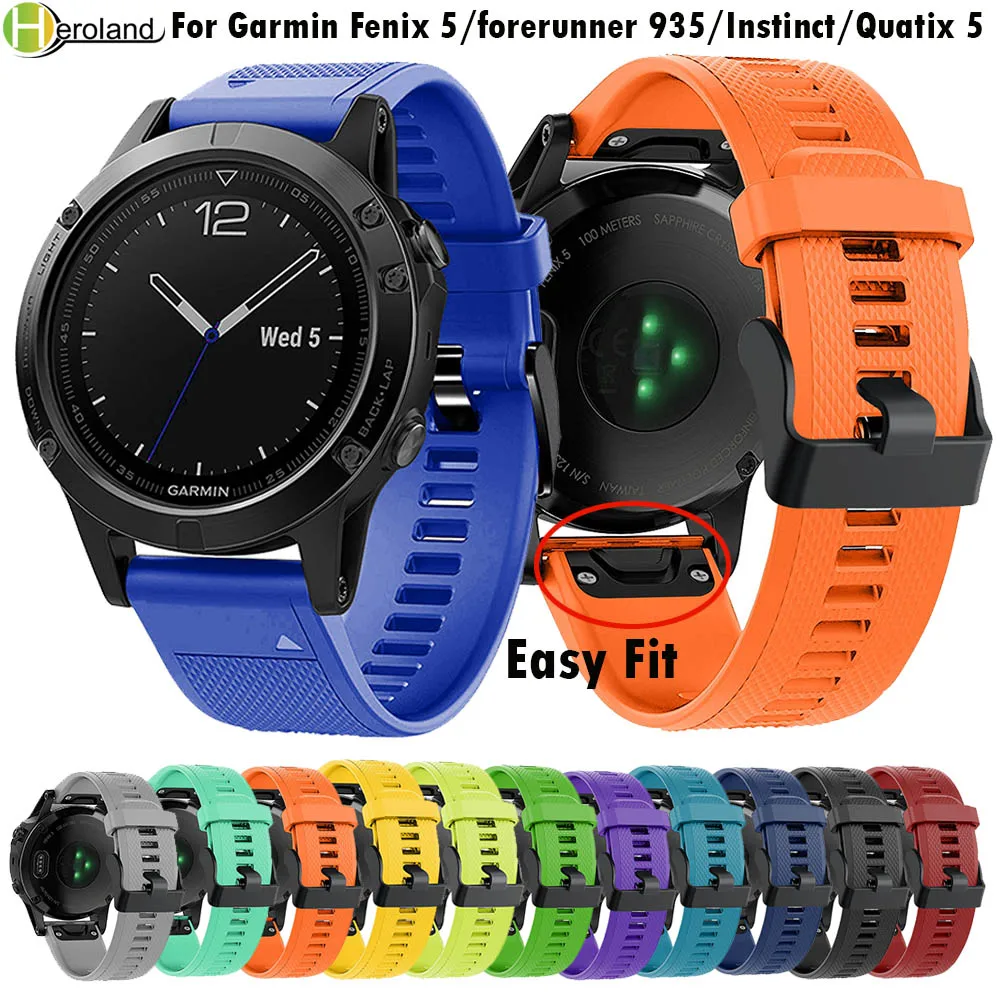 22 мм ремешок для часов Garmin Fenix 5/5 Plus/Quatix 5 Forerunner 935 Instinct Watch Quick Release силиконовый