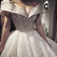 superkimjo luxury wedding dresses 2019 vestido de noiva princesa boho sparkle v neck wedding ball gown robe de mariee