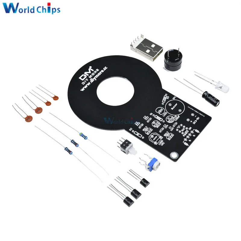 DIY Kit детектор металла Комплект 18650 USB Мощность банк чехол DC 3 V-5 V 60 мм Бесконтактный Сенсор доска Электронный модуль комплект детектор металла