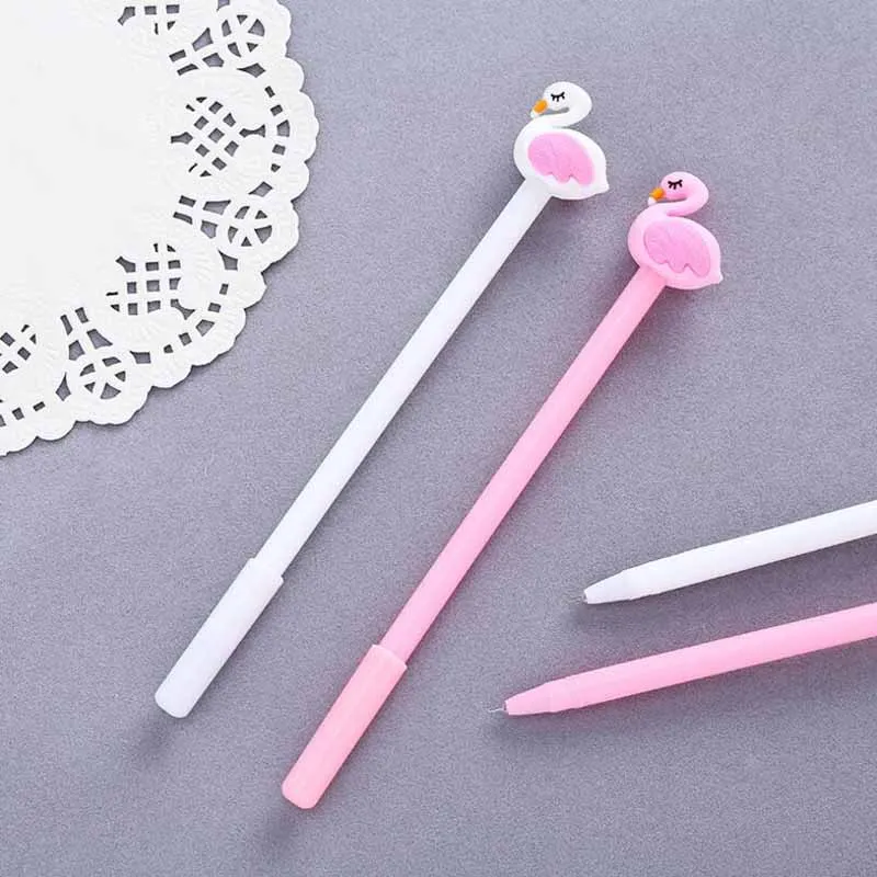 60Pcs 0.5mm Kawaii Gel Ink Pen Flamingo Swan Korean Stationery Signature Office Material Escolar School Supplies | Канцтовары для