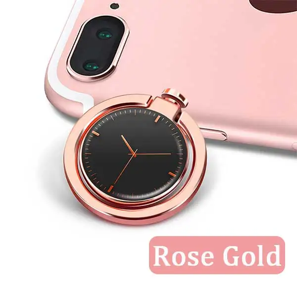 Rose Gold Clock Универсальный держатель для телефона для iPhone X XS Max Xiaomi Redmi Note 7 металлическая подставка для мобильного телефона с кольцом на палец для huawei P20 Lite samsung - Цвет: Rose Gold Clock