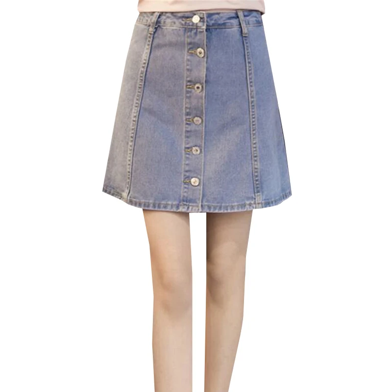 Женская джинсовая юбка с завышенной талией однобортная облегающая мини из