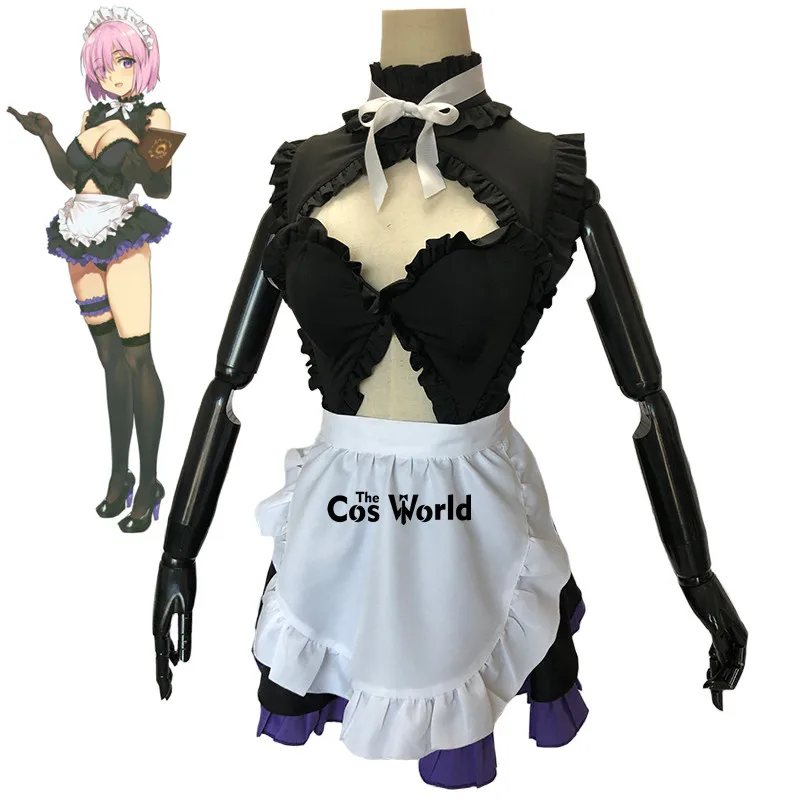 Fate Grand Order Mash Kyrielight сексуальные топы без рукавов платье горничной фартук Униформа