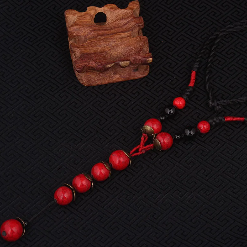 Ожерелье этническое длинное ожерелье с подвесками Винтажные Украшения красные