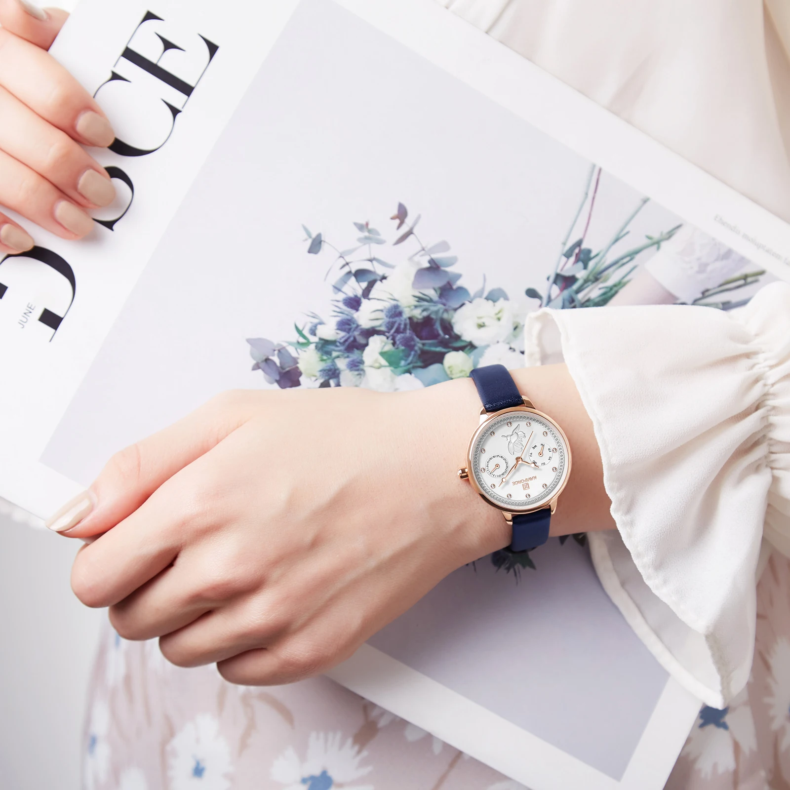 2019 NAVIFORCE Women Watch Fashion Quartz Lady Leather Watchband Date Week Casual Waterproof Wristwatch Gift for Girl | Наручные часы