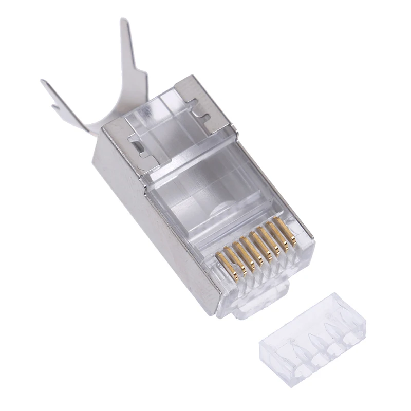 10 шт. Cat7 RJ45 разъем cat 7 прозрачная штепсельная вилка Экранированный FTP модульный 1 3