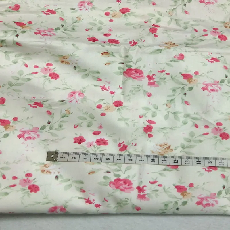 50x160 см 40S красивый розовый цветок зеленый лист печатная хлопковая ткань