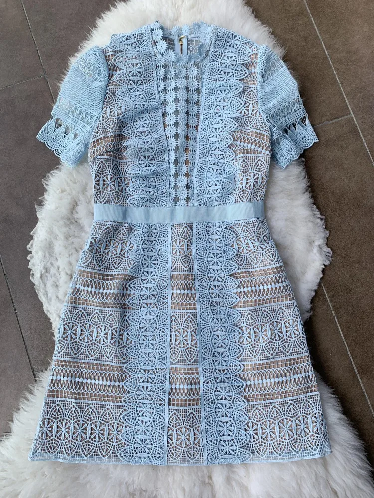 Женское платье-Автопортрет элегантное кружевное платье трапециевидной формы с