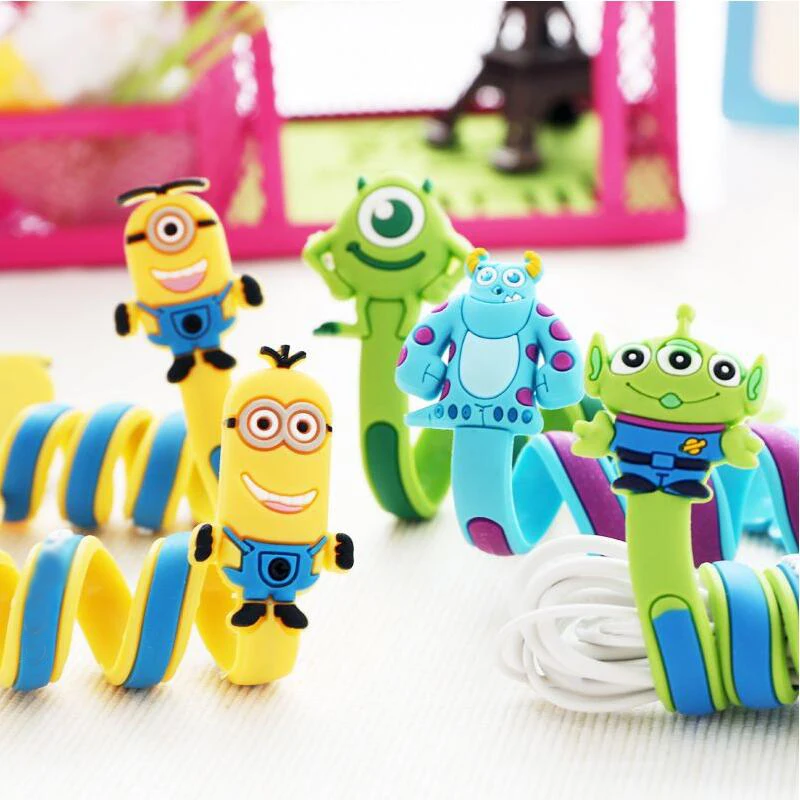 

Cute Cartoon Winder Cable Protector Organiser Management Marker Holder Double side Data Line Cord Covers For USB Charging Cable