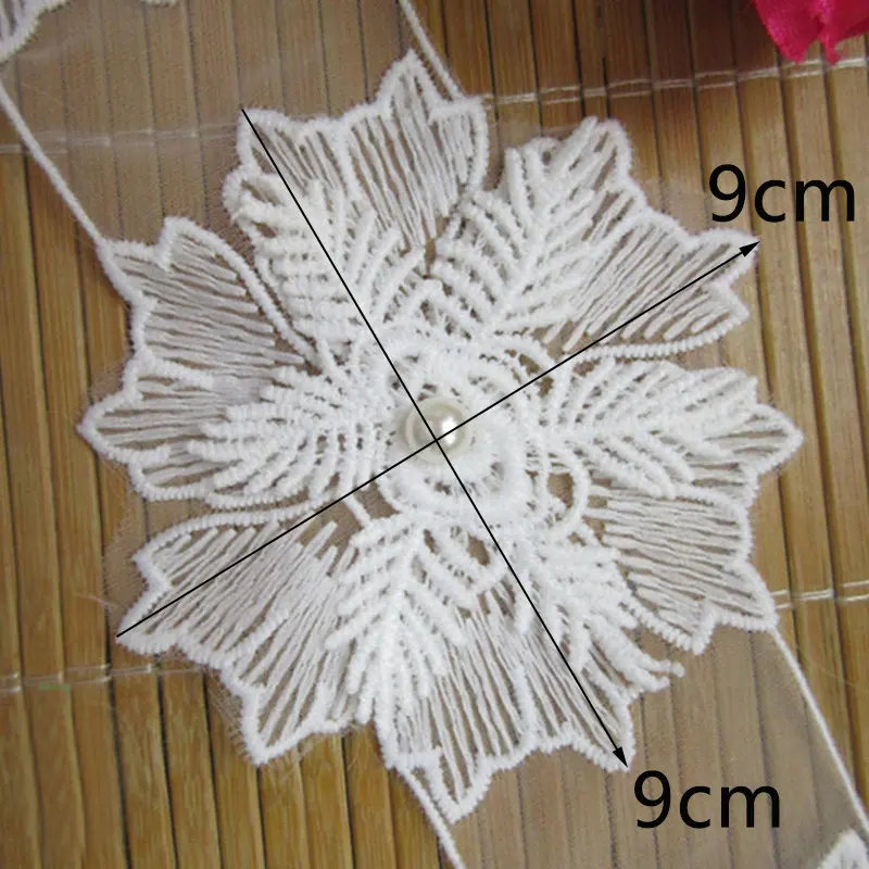 0278- 9cm 3.5inch 20x Белый 3D жемчужный вышитый бисером цветок кружевная отделка ткань аппликация ручной работы DIY лоскутное Свадебное кружево лента Швейное Ремесло - Цвет: 0278- 9cm 3.5inch