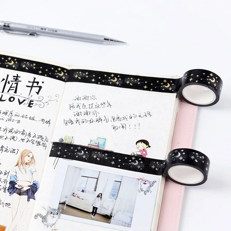 Black White Tearing Paper Tape Sticker DIY Diary Labels Photo Albums s Adhesive Tapes Students Hand Decorative Stickers NMR0094 | Дом и сад