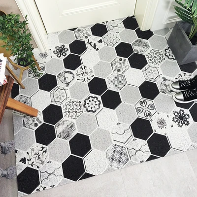 Honeycomb brick Европейский Розовый геометрический мраморный кирпич узор ПВХ проволочное кольцо дверной коврик для входа на открытом воздухе водонепроницаемый коврик нескользящий ковер на заказ - Цвет: Honeycomb brick