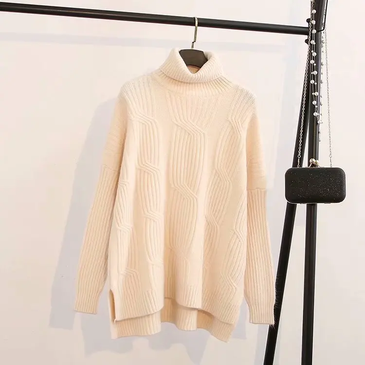 Плюс Размеры Свободные свитеры осень-зима Женская одежда Модная свободная