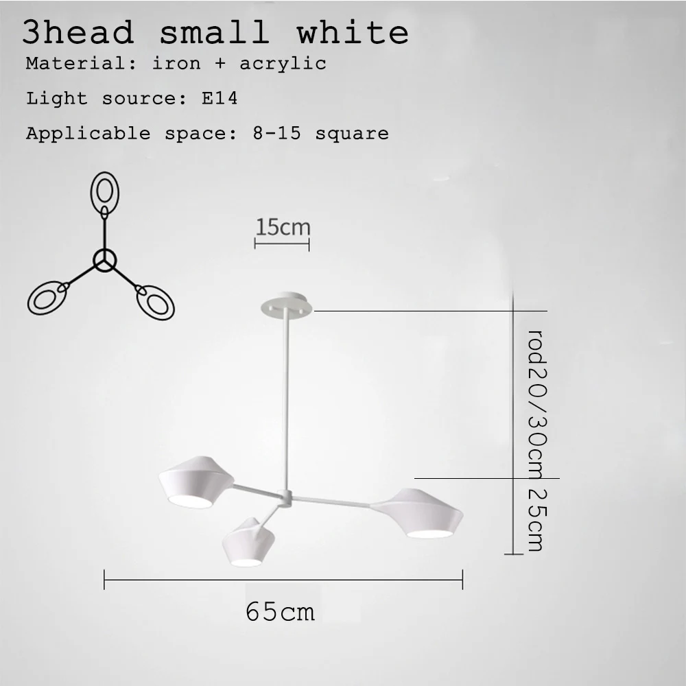 3head small white Современный Роскошный дизайнерский черный золотой белый длинный Светодиодный Потолочный подвесной светильник-Люстра для зала спальни коридора гостиной - Цвет абажура: 3head small white