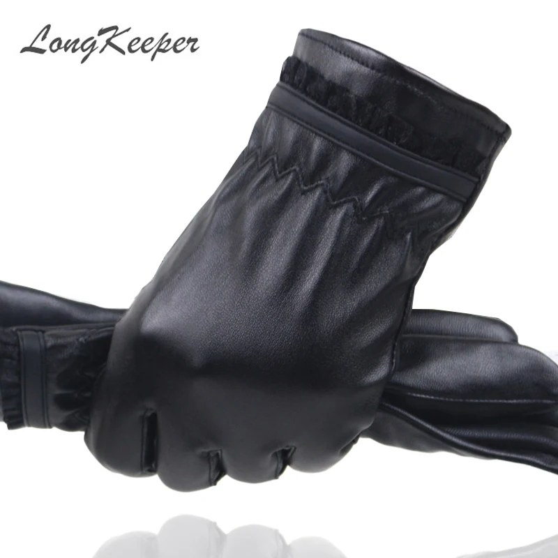 Longkeperer новые кожаные зимние Guantes теплые перчатки из овчины женские кожаные перчатки для вождения предотвращают перчатки от холода для мужчин G273