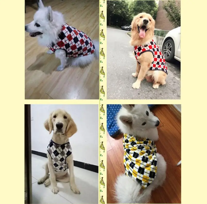 Autumn Winter Flannel Soft Dog Pet Vest Diamond Cat Shirt Brithish Clothes for Small Medium Large Apparel XS~6XL |