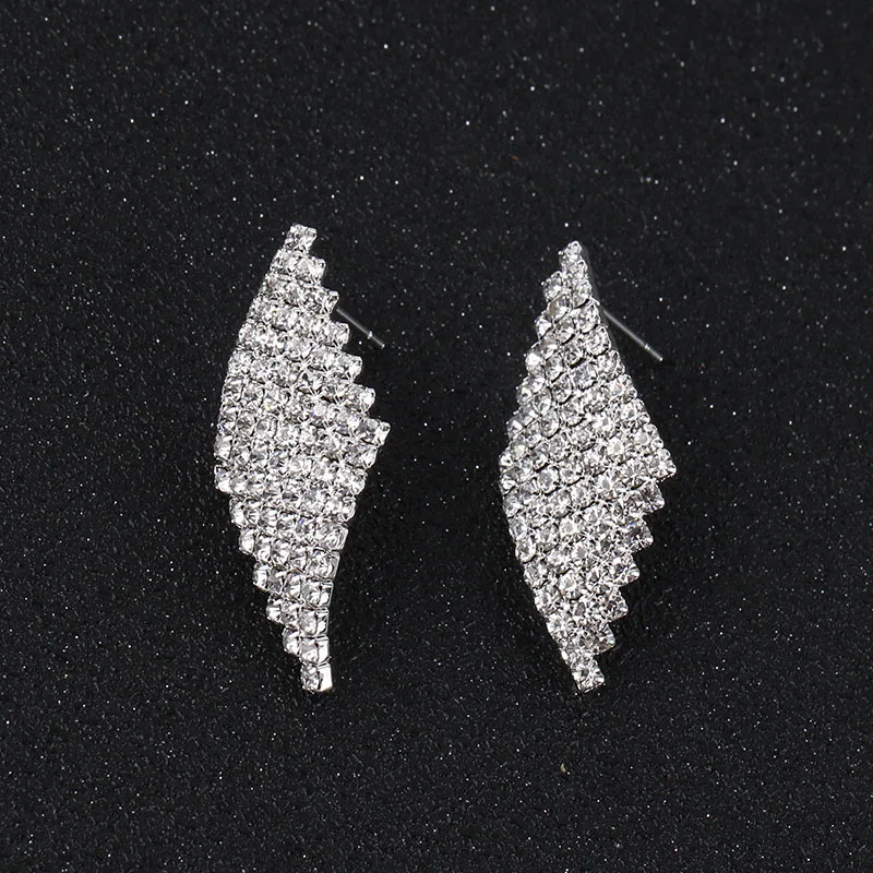 Женские серьги гвоздики серебряного цвета с кристаллами|crystal stud earrings|stud earringsstud