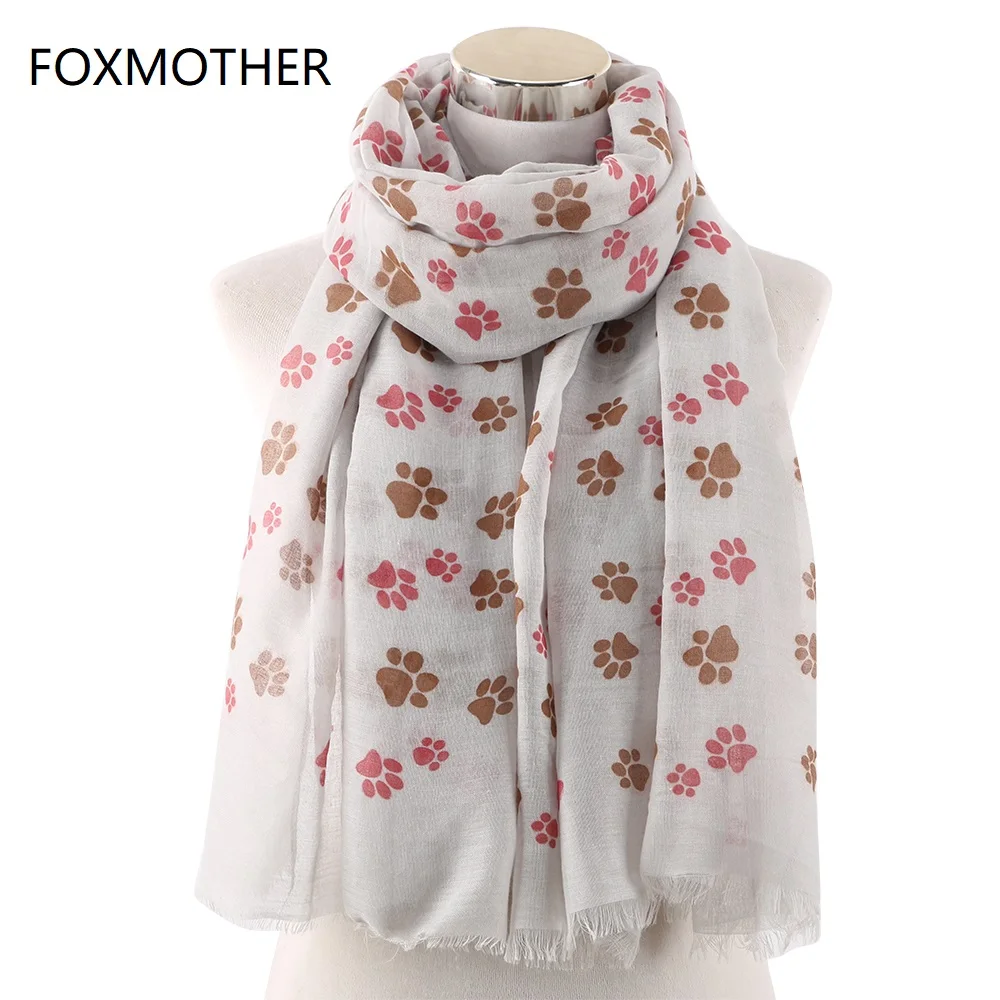 FOXMOTHER новый шарф с принтом собак кошек лап бахромой шарфы для любителей домашних