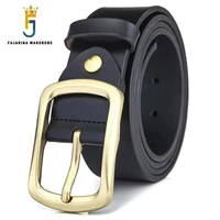 fajarina retro quality gold alloy buckle metal first head layer cowhide casual belts jeans cowskin leather belt for men n17fj494