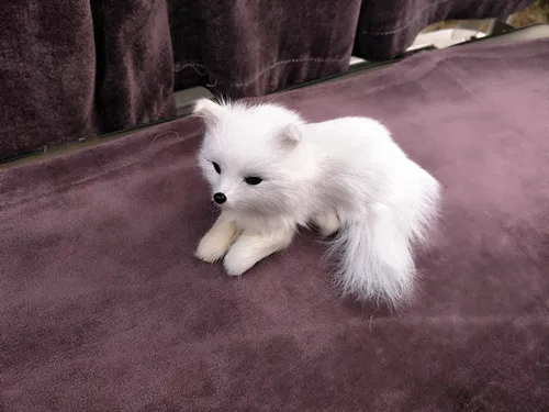 

new cute simulation white fox toy resin&fur lying fox doll gift about 11x6cm 0686
