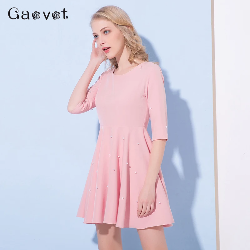 Gaovot 2019 Summe женские платья серии новые розовые Бисероплетение Bodycon Туника Платье