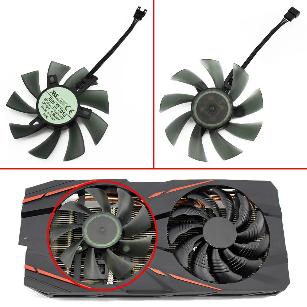 replace 88 мм T129215SU PLD09210S12HH 4Pin вентилятор охлаждения для Gigabyte GTX 1050 1060 1070 960 RX 470 480 570 580 Графика карты кулер вентилятор - Цвет лезвия: replace