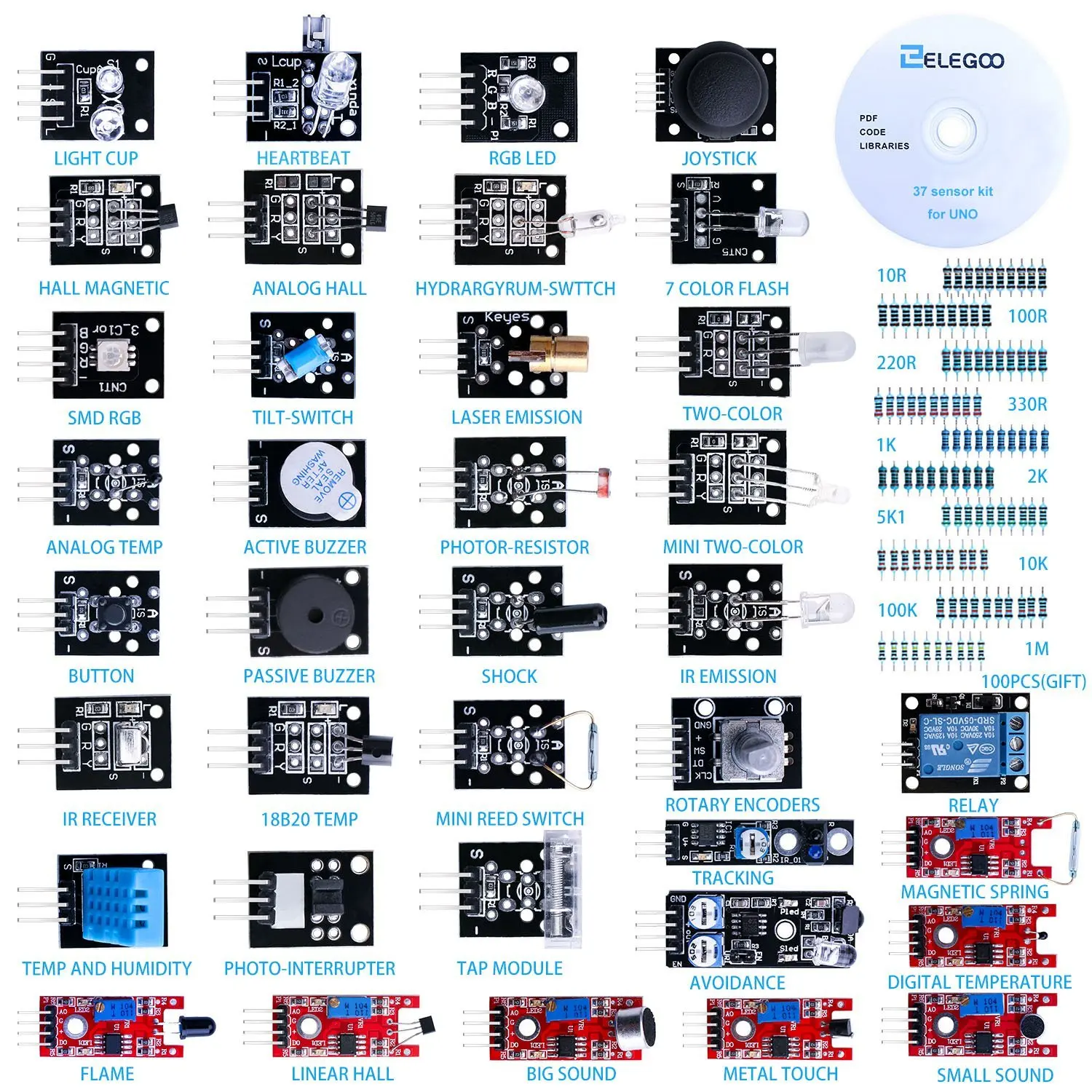 Комплект модуля датчика 37 в 1 для Arduino UNO R3 MEGA NANO с подарком|kit for arduino|kit kitskit arduino r3 |