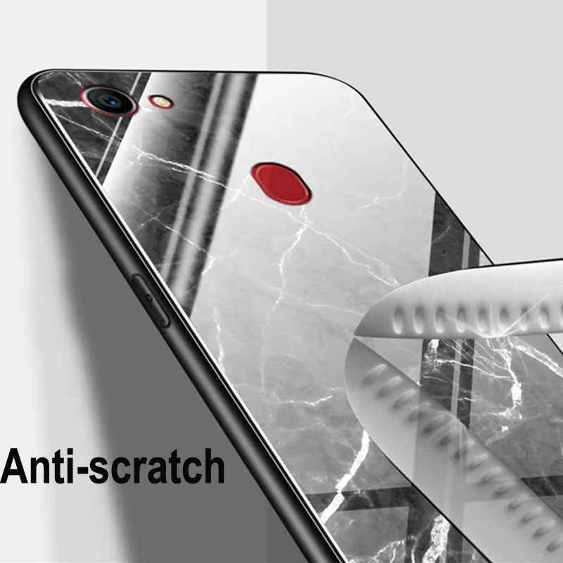 Чехол из закаленного стекла для Oppo A3 чехол с мраморным рисунком мягкая задняя