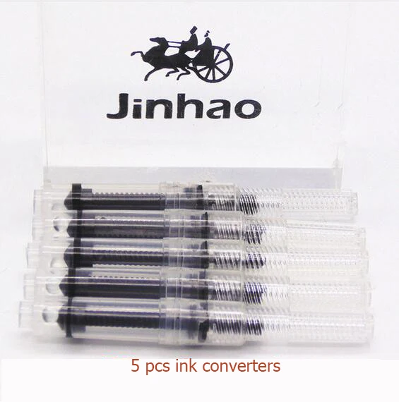 5 pcs converters JINHAO X450 класса люкс 0,5 или 1,0 мм наконечник Металл Китайская каллиграфия перьевая ручка, канцелярские принадлежности для офиса, школьные принадлежности, бренд ручек молочного цвета - Цвет: 5 pcs converters
