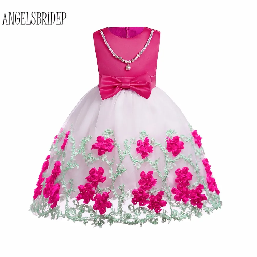 ANGELSBRIDEP/Быстрая доставка Платья с цветочным узором для девочек на свадьбу цвет
