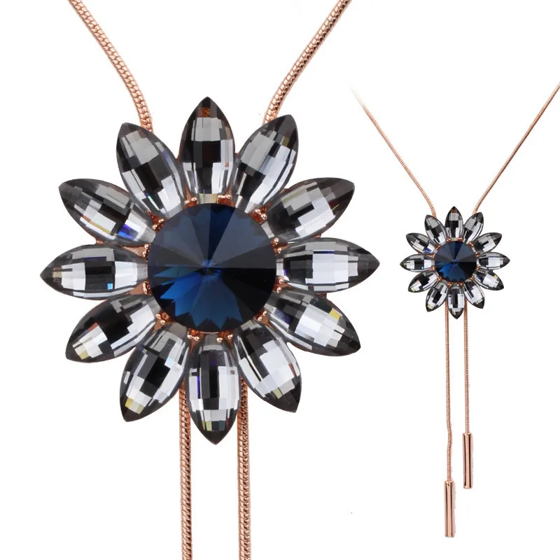 ZIRIS Fashion long tassels sweater necklace Han edition of the sun flower crystal women .Chain length 72cm | Украшения и