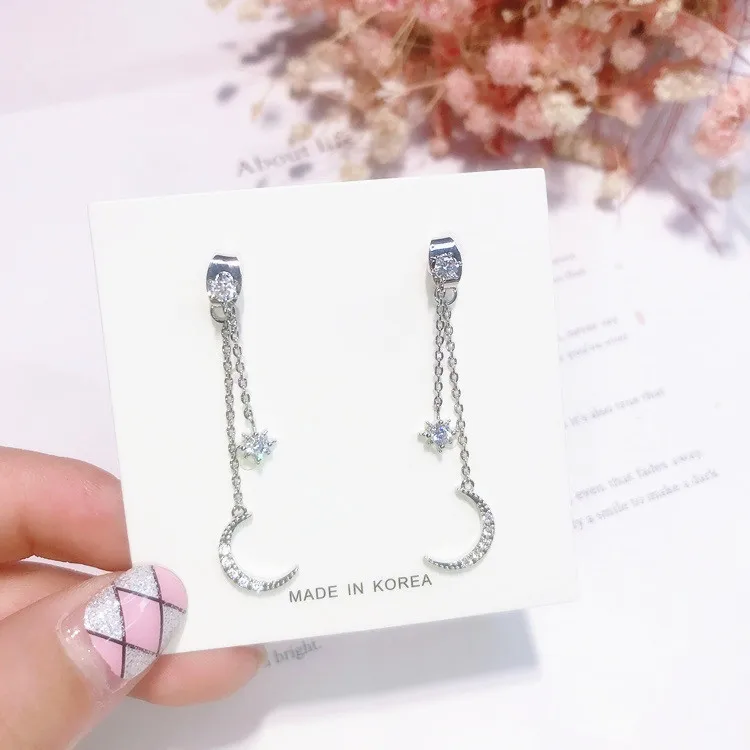 2018 Hot New Statement Luxury Earrings Fashion Jewelry Full Rhinestone Moon Long Chain Tassel Pendientes Brincos Gifts | Украшения и