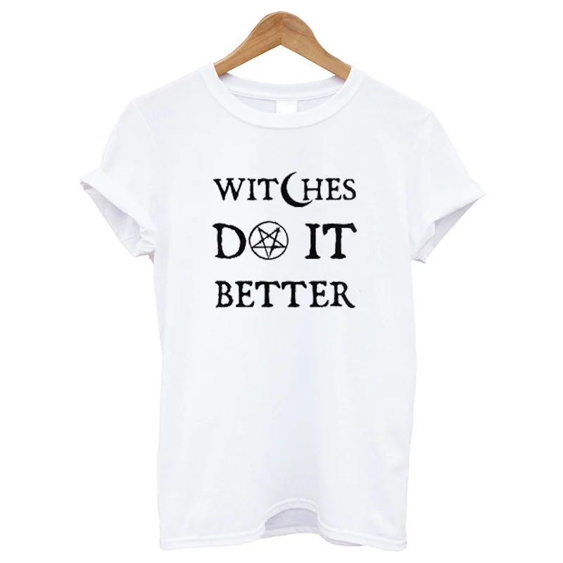 EnjoytheSpirit Witches Do It Better футболка ведьмы женская футболка ведьмы хорошее качество унисекс футболка хлопок мягкая Повседневная - Цвет: P1650White