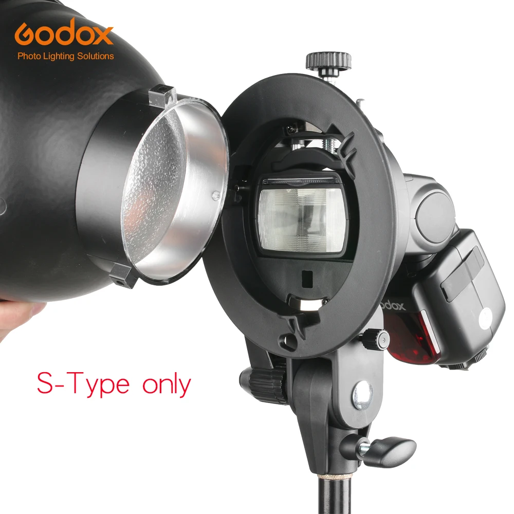 Godox s образный кронштейн Bowens держатель для вспышки Speedlite Snoot софтбокс