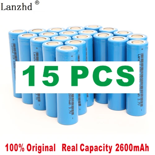 15 PCS 5-40 шт. ICR18650 аккумуляторная батарея 18650 2600 мАч литий-ионные батареи 3,7 в для samsung 18650 батарея для фонарика ноутбука - Цвет: 15 PCS
