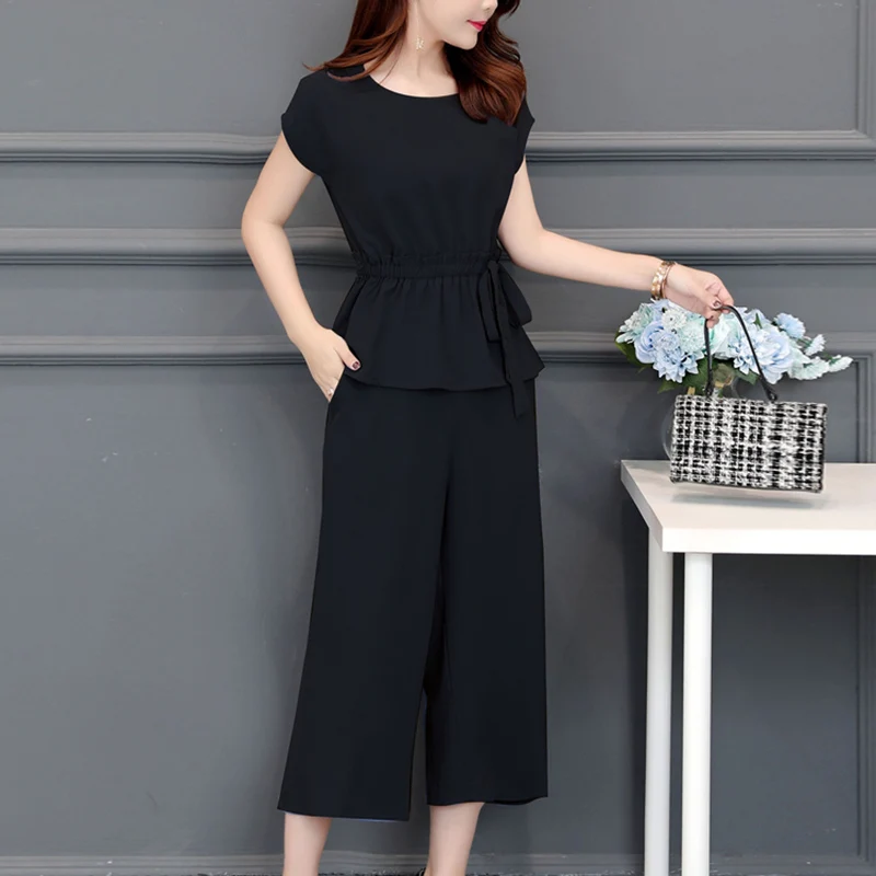 2020 Летний Новый женский костюм большого размера шифоновый плиссированный топ с