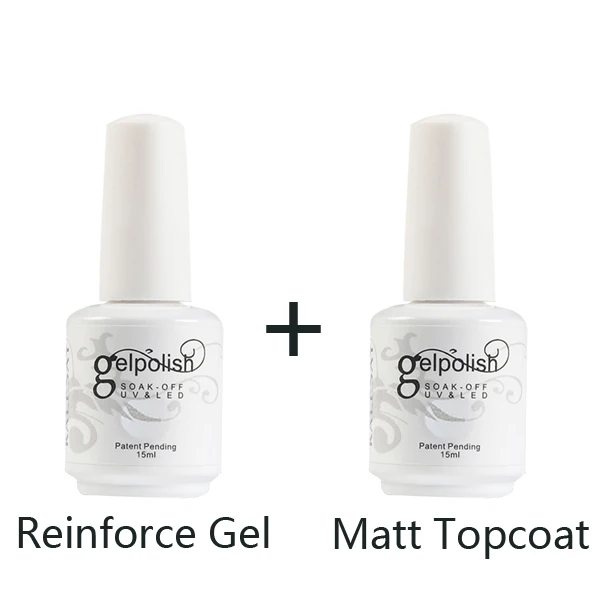 reinforce and matt Черный белый гель лак для ногтей смывка для лака Лаковая основа и верхнее покрытие УФ светодиодный гель лак красный цвет 15 мл набор гелевых лаков Матовый верхний слой - Цвет: reinforce and matt