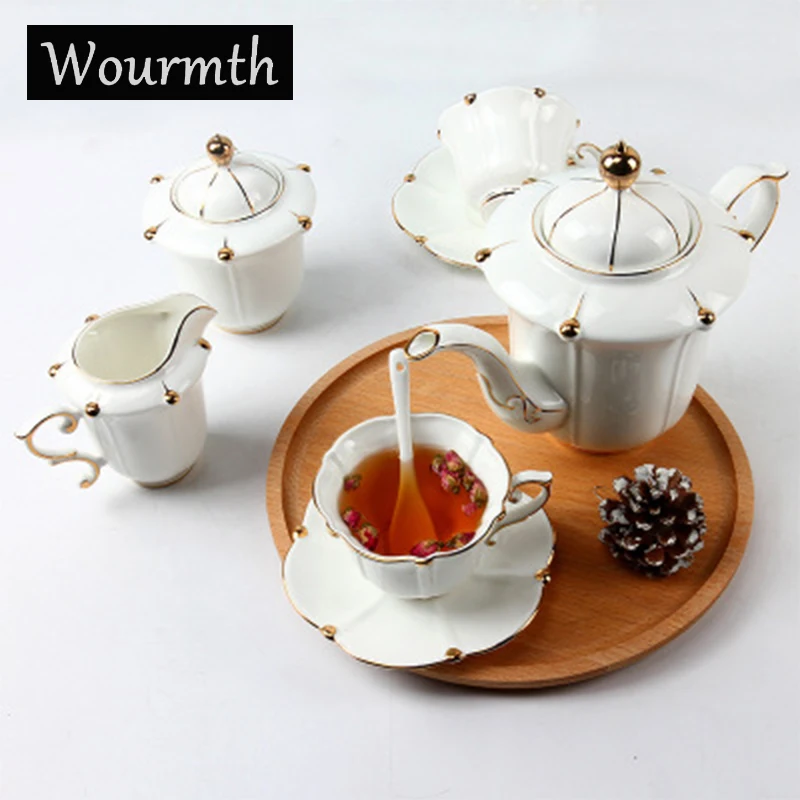 WOURMTH роскошный костяного фарфора Камелия кофе Набор фарфоровый чай